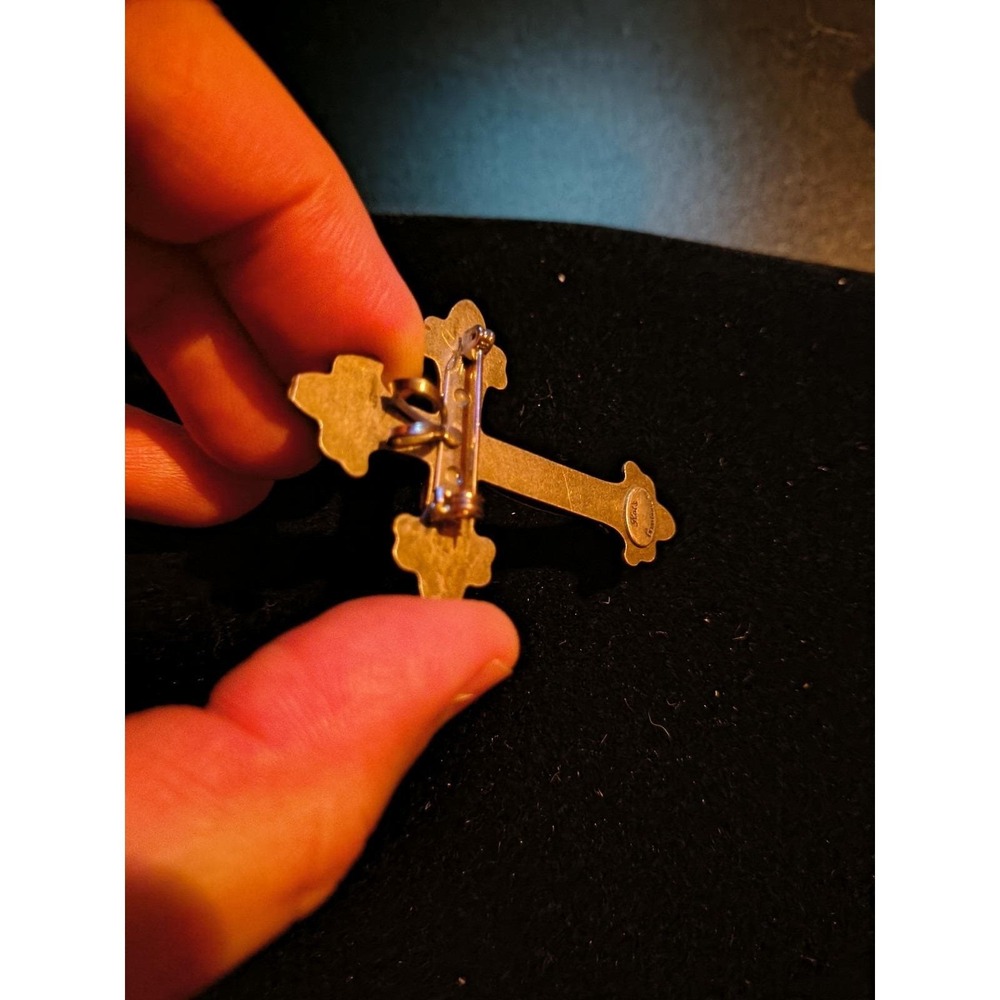 Sterling Silver Cross Pendant Or Can Also Be Worn As A Pin - Picture 4 of 7